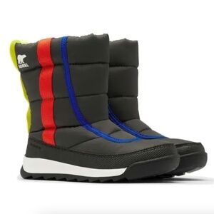 Sorel WHITNEY II PUFFY MID WP BOOTS | Youth Big Kids size 6,  Black Multi NEW